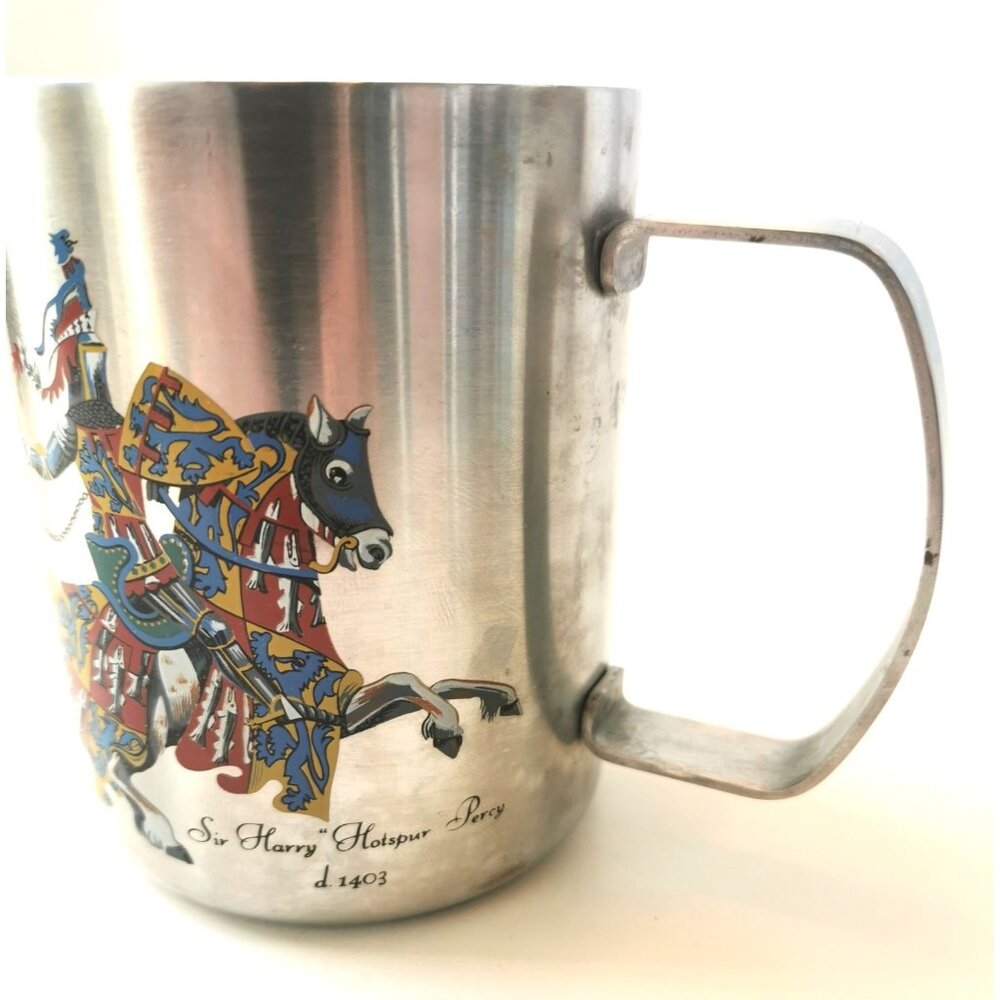 Mug Tudor Style Stainless Steel Sir Harry Hotspur Perry d.1403 Vintage England